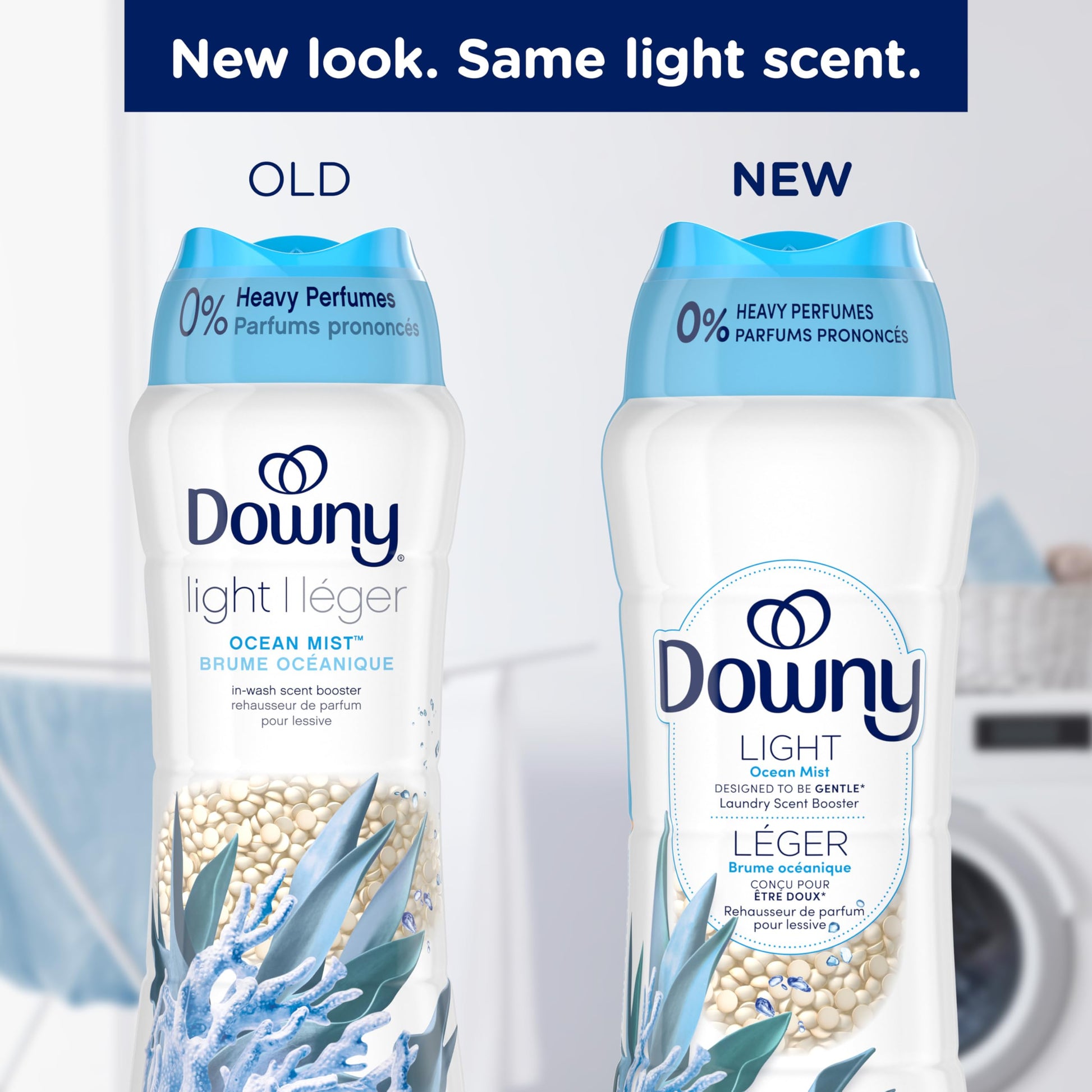 Downy Light Laundry Scent Booster Beads, Ocean Mist Scent, In-wash fabric beads designed to be gentle with a light boost of scent, No Heavy Perfumes, 680 Grams