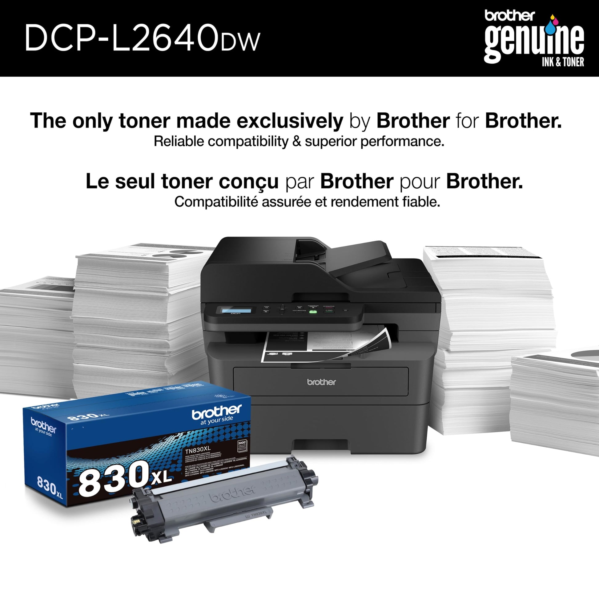 Brother DCP-L2640DW Business Monochrome Multifunction Laser Printer with 700 Prints in-Box