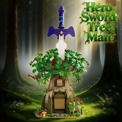 Tree & Sword Building Block Set for Boys, Luminous Sword & Coin Toss Game, Magic Tree Game Action Figures Collectible Model for Home Office Decor, Christmas Birthday Toys Gifts for Adult, Kids 8+ 🍁 All In One Marketplace Canada