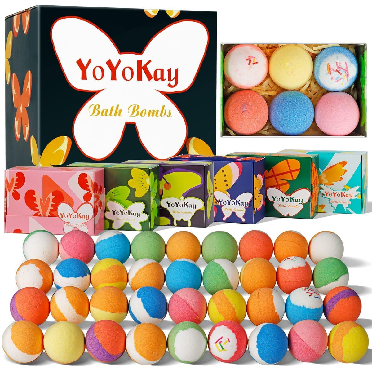 YoYokay Bath Bombs Christmas Gift Set - 36 Organic Bath Bombs with Natural Essential Oils, Bath Salts to Moisturize Skin and Stress Relief, Stocking Stuffers for Women Kids Girls 🍁 All In One Marketplace Canada