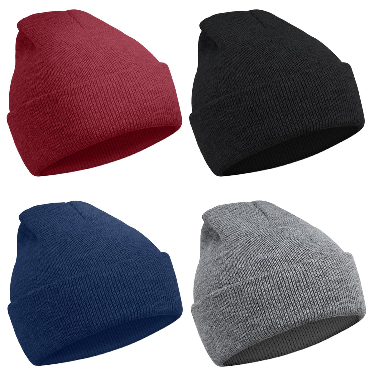 MENOLY Kids Winter hat, 4 Pack Kids Winter Beanies Hat Skull Cap Stretch Knit Beanie Hat Cap for Girls Boys Toddler Toque, 4 Classic Colors 🍁 All In One Marketplace Canada