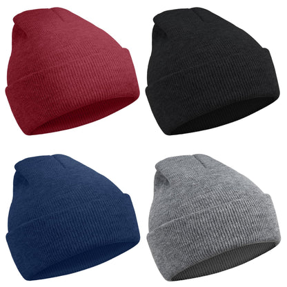 MENOLY Kids Winter hat, 4 Pack Kids Winter Beanies Hat Skull Cap Stretch Knit Beanie Hat Cap for Girls Boys Toddler Toque, 4 Classic Colors 🍁 All In One Marketplace Canada