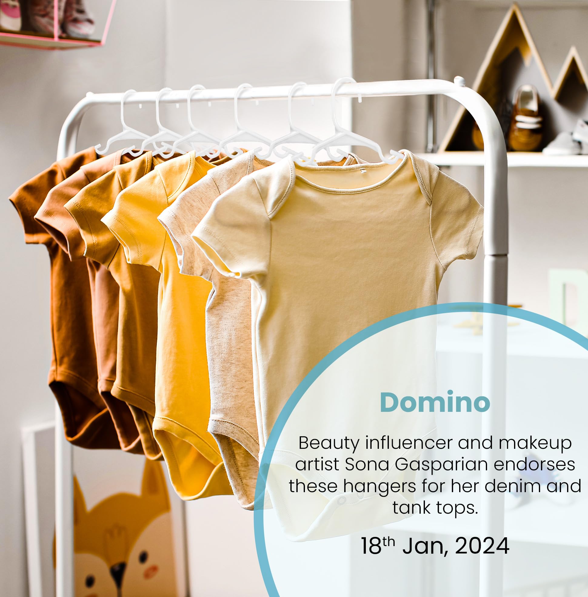 Utopia Home Kids Hangers - Plastic Baby Hangers for Closet - Childrens Hangers for Clothes & Infant Hangers for Closet - Ideal for Everyday Standard Use (White, Pack of 60) - Available at All In One Marketplace Canada