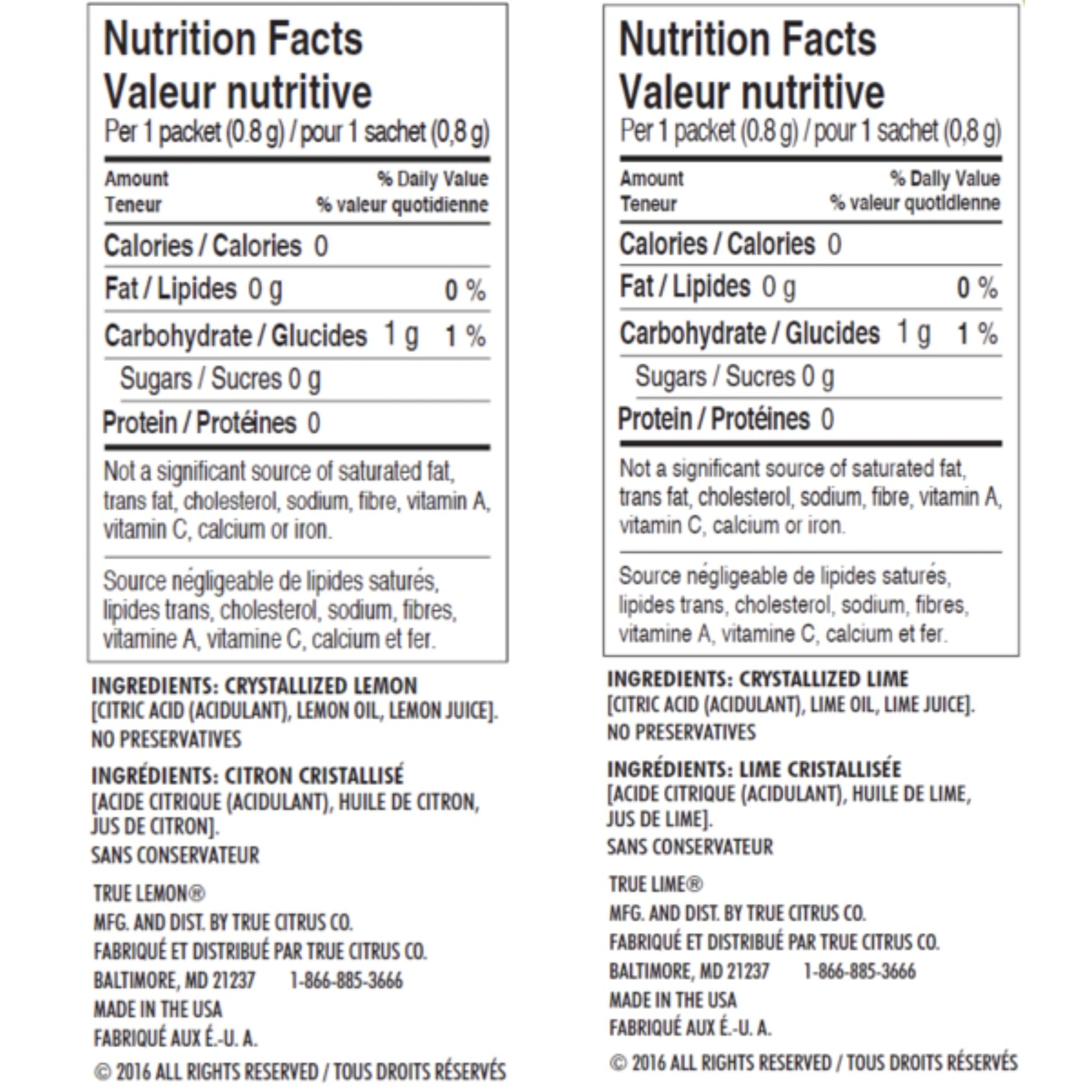True Lemon & Lime Water Enhancer - Sugar-Free, Zero Calorie Citrus Packets (100 Count Each Flavor)