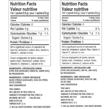 True Lemon & Lime Water Enhancer - Sugar-Free, Zero Calorie Citrus Packets (100 Count Each Flavor)