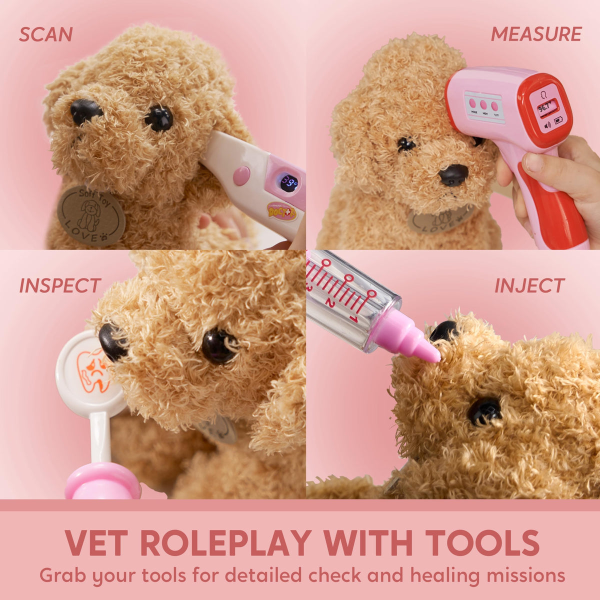 SYNCFUN Doctor Kit for Girls, 22 PCS Veterinarian Playset for Kids, Vet Kit with Dog Toy, Stethoscope, Storage Bag and Accessories, Pretend Role Play for Toddlers 3 4 5 6, Christmas and Birthday Gifts 🍁 All In One Marketplace Canada