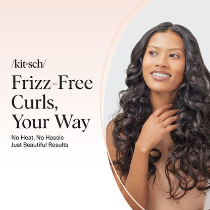 Kitsch Satin Heatless Curlers Set – Heatless Curls Overnight w/ 34" Hair Waver & 2 Satin Hair Scrunchies, Comfortable Hair Curlers to Sleep In for Frizz-Free, No Heat Damage Styling - Ivory