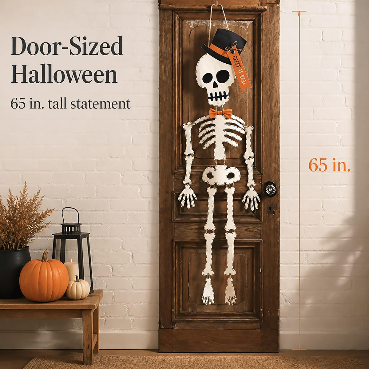 Mud Pie Skeleton Halloween Door Hanger, 65", White