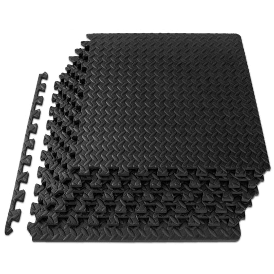 ProsourceFit Exercise Puzzle Mat 1/2-inch, EVA Interlocking Foam Floor Tiles for Home Gym, Workout Equipment, Kids Play Areas, Black, 24 SQ FT - 6 Tiles 🍁 All In One Marketplace Canada ProSource