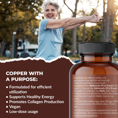 Pure Lab Vitamins Copper Glycinate 1mg - 150 Vegi-caps - Available at All In One Marketplace Canada