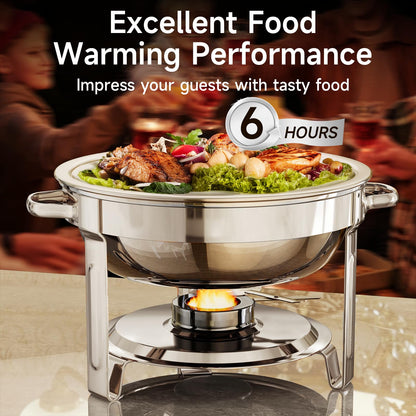 Chafing Dishes for Buffet, 4 Pack 5QT Round Stainless Steel Chafing Dish Set for Home Parties, Christmas Gatherings, Catering Events Complete Buffet Warmer Set (Silver, 4PACK) 🍁 All In One Marketplace Canada