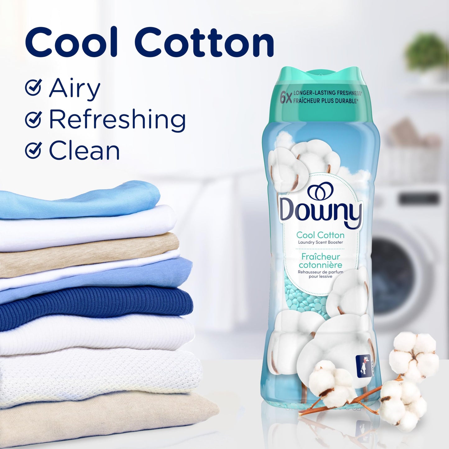 Downy In-Wash Laundry Scent Booster Beads, Cool Cotton, 24 oz Downy