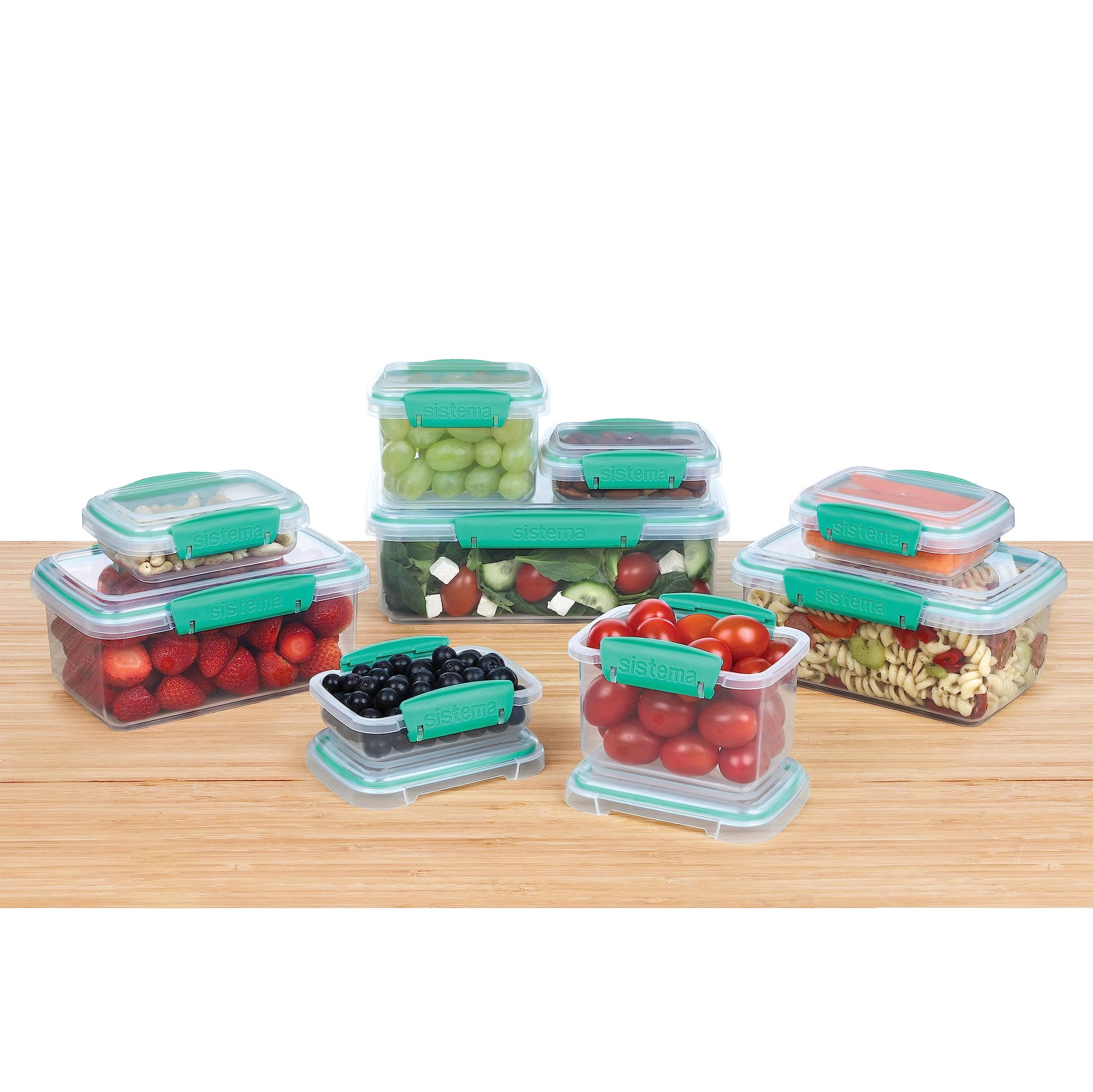 Sistema Food Storage Containers with Lids for Lunch, Meal Prep and Leftovers, Dishwasher Safe, BPA-Free, Teal, 18 Piece Set - Available at All In One Marketplace Canada