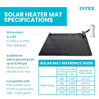 Intex Solar Heater Mat for Above Ground Swimming Pool, 47" X 47"