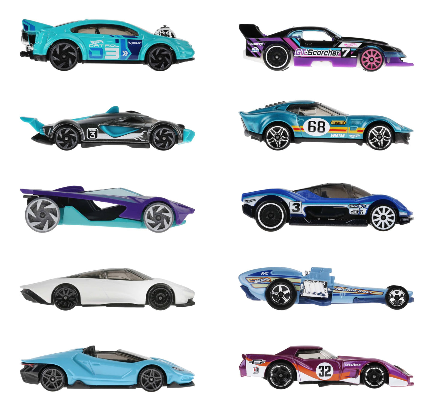 Hot Wheels 10-Pack of Toy Race Cars, Includes 1:64 Scale Corvette, Lamborghini, McLaren & Hot Wheels Originals - Available at All In One Marketplace Canada