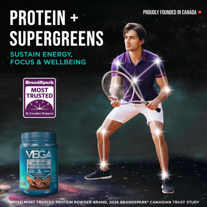 Vega Protein + Supergreens Vegan Plant Based Protein Powder – 20g Organic Pea Protein, Dairy-free, Healthy Breakfast Shake – Chocolate, 16 Servings, 521 grams (Pack of 1)
