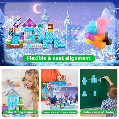 GraceDuck Magnetic Building Blocks150PCS Build Winter Castle, STEM Montessori Sensory Toy for Toddlers Kids, Christmas Birthday Gifts for 3 4 5 6 7 8 9 10 Year Old Girls Boys 🍁 All In One Marketplace Canada