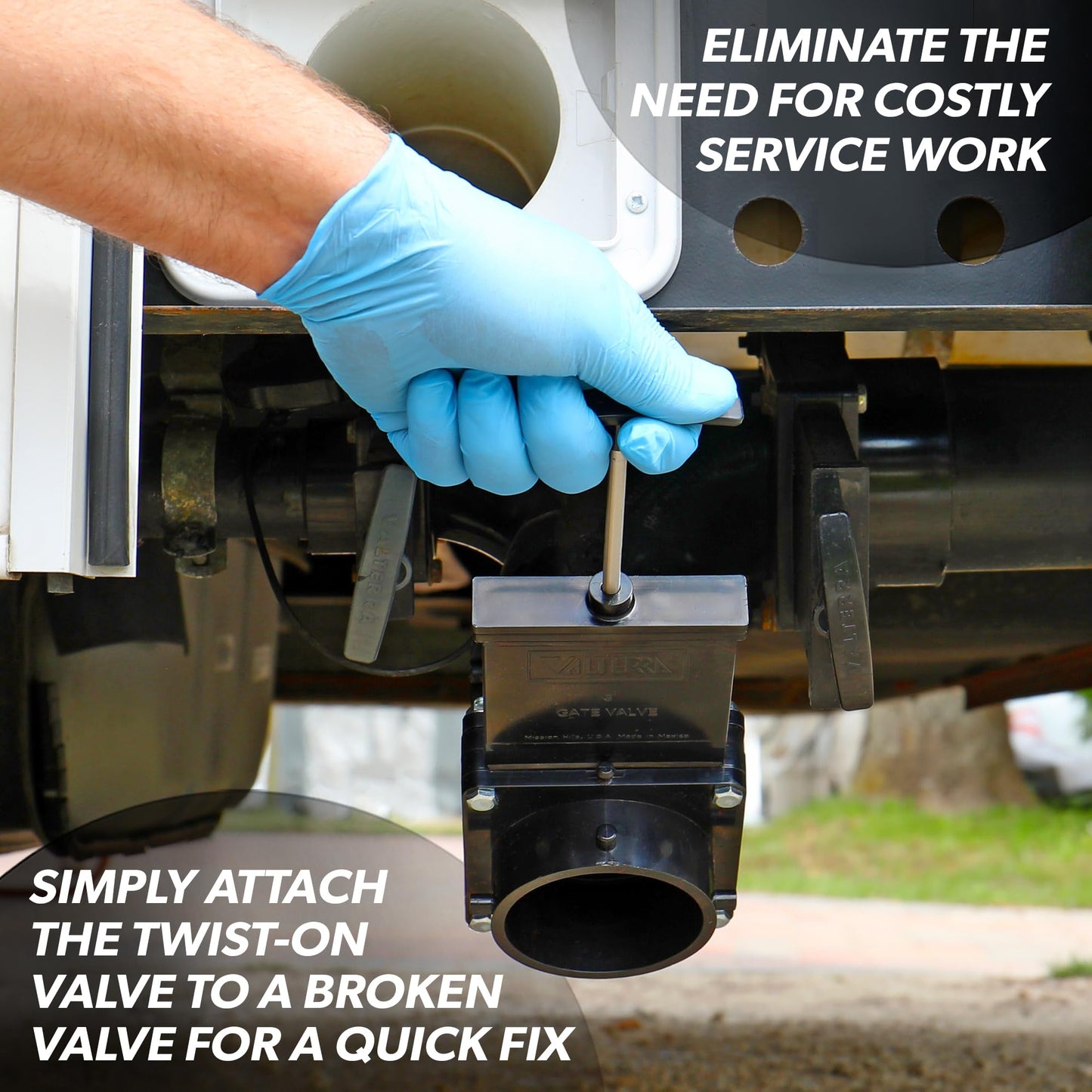Valterra Twist-On Waste Valve, Mess-Free Waste Valve for RV's, Campers, Trailers Valterra