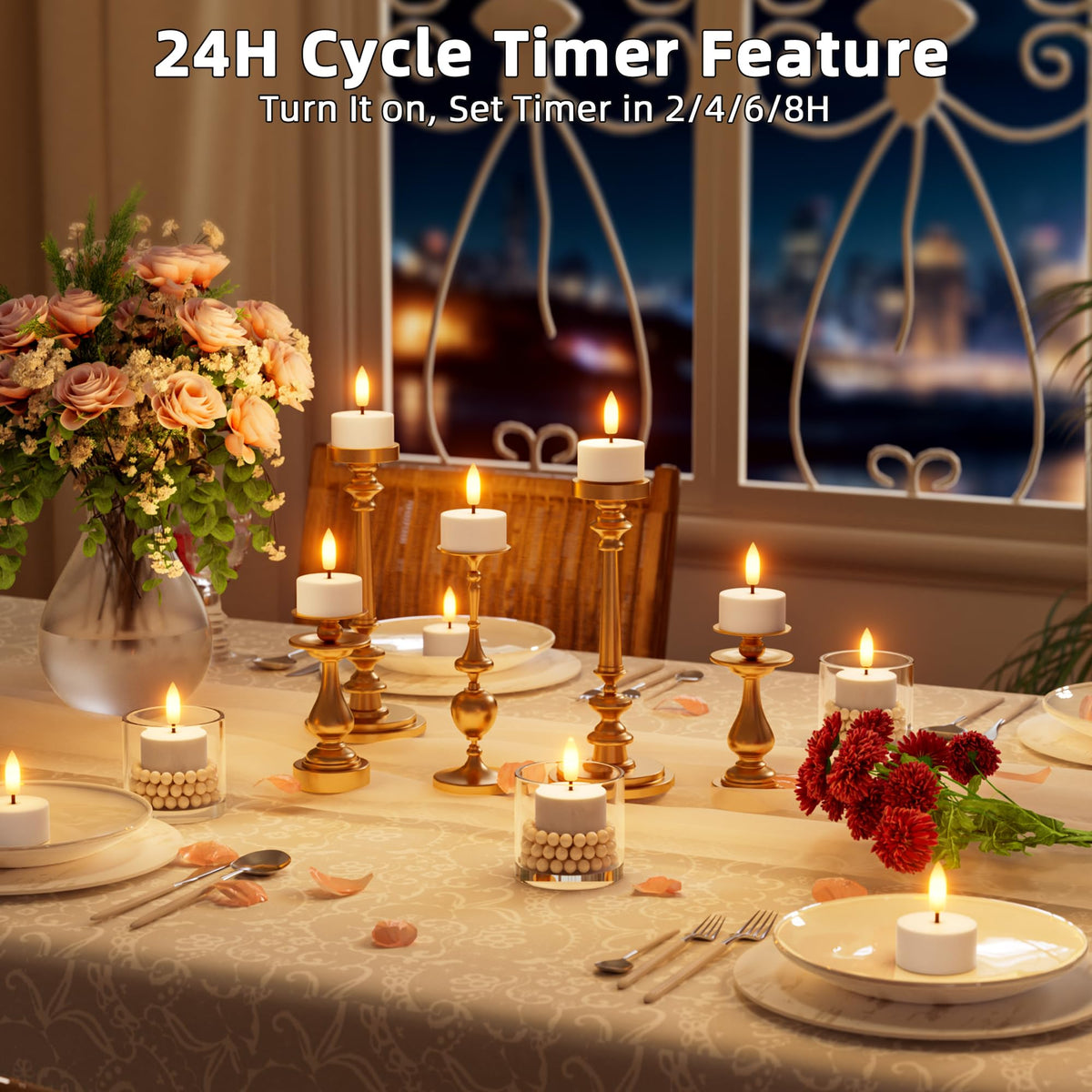 Rechargeable Flameless Tea Lights Candle with Charging Station Remote 12Pcs 🍁 All In One Marketplace Canada