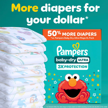Couches Pampers Baby-Dry Ultra, couches jetables absorbantes, taille 7 (19 kg et plus [41 lb et plus]), 105 couches
