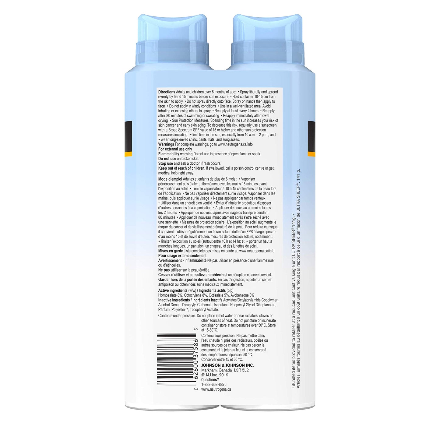 Neutrogena ultra Sheer Body Mist Sunscreen Spray Spf 30 Duo Pack With Uva/uvb Broad Spectrum Sun Protection, lightweight, Water-resistant, Oil-Free, non-comedogenic & Oxybenzone-Free, 2 X, 141 Grams Johnson & Johnson