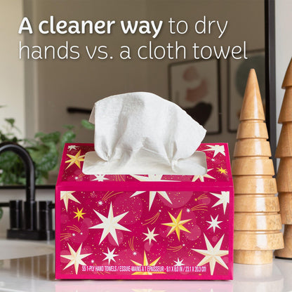 Kleenex Hand Towels, Fun Holiday Design, Limited Time Offer, Single-Use Disposable Paper Towels for Bathrooms, 6 Boxes, 55 Hand Towels per Box (330 Total Towels)