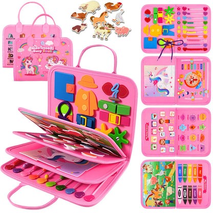 ZOOI Toddler Toys Busy Board - Montessori Toys for 1-5 Year Old Boy Girl Birthday Gifts for Kids, Sensory Toys Baby Essentials, Busy Book for Toddlers 1-5 Year Old, Airplane Activities Toys Gifts