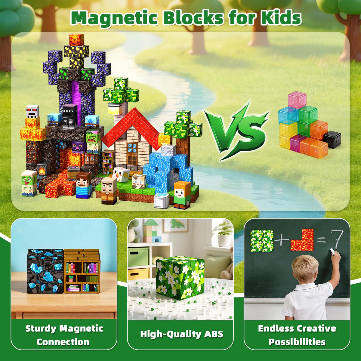 200PCS Magnetic Blocks, Toys Building Cubes Set Birthday Gifts for Kids 🍁 All In One Marketplace Canada