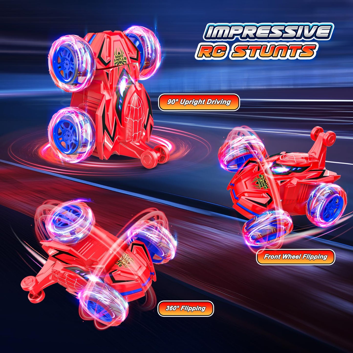 Spider Remote Control Cars for Kids,decked Car Toys Stunt Car Toy for Boys Age 3-9 Remote Control Car for Kids 4-8 Year Old Easter Birthday Gifts for Boys 3-5 Years Old Girls - Available at All In One Marketplace Canada