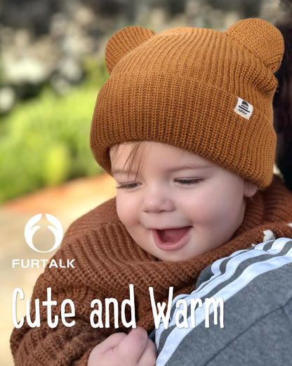 FURTALK Baby Beanie with Bear Ear Warm Knit Winter Hat for Infant Toddlers 🍁 All In One Marketplace Canada