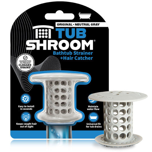 TubShroom Tub Hair Catcher Drain Protector, Fits 1.5 inch-1.75 inch, Gray