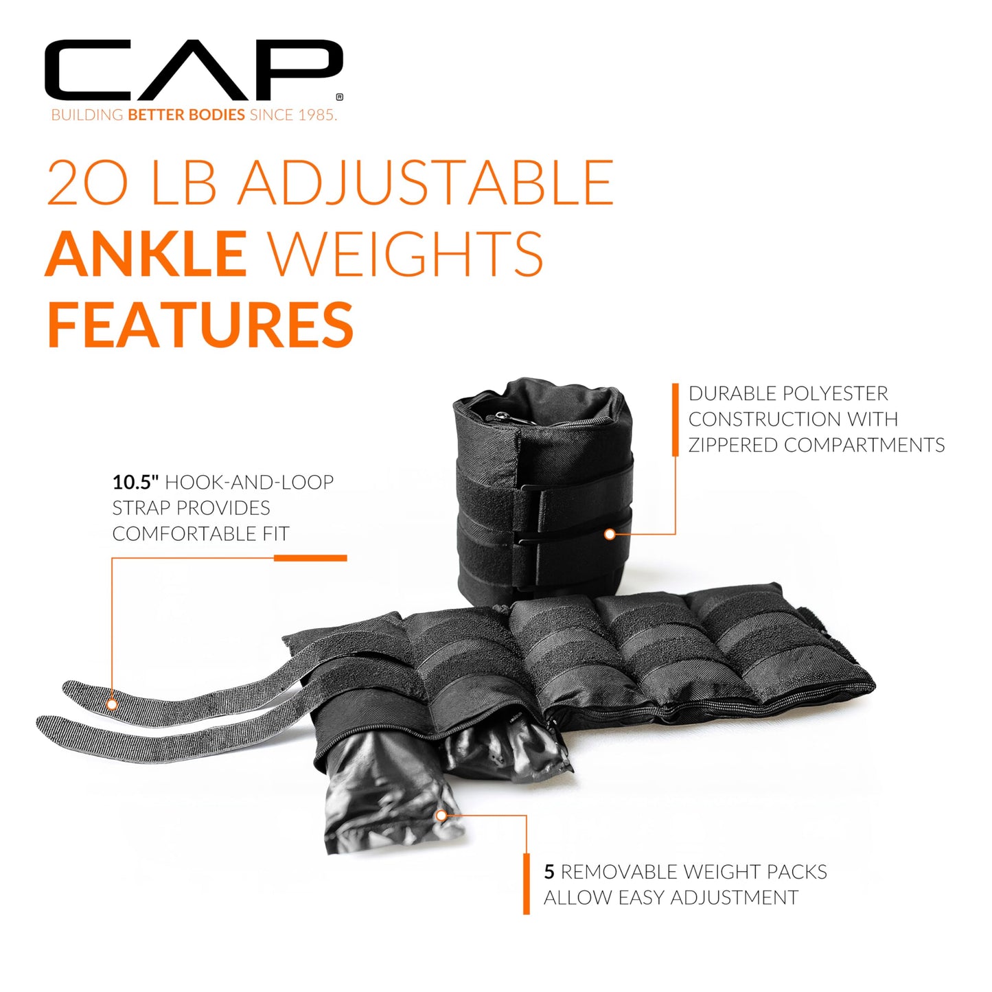 CAP Barbell 20 lb Adjustable Ankle Weights – Pair CAP