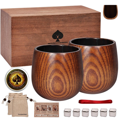 Tinnberlohas Charred Wooden Whiskey Glass Gift Set of 2 with Wood Gift Box 🍁 All In One Marketplace Canada