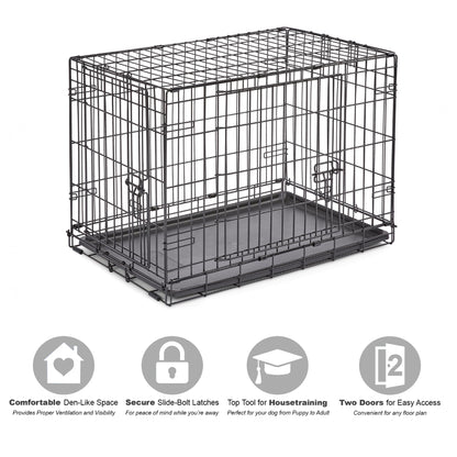 MidWest Homes for Pets 30-Inch New World Crate for Medium Breeds, 21-40 lbs, Double Door Folding Dog Crate, Leak-Proof Tray & Secure Latches, Portable, Durable & Easy to Assemble 🍁 All In One Marketplace Canada