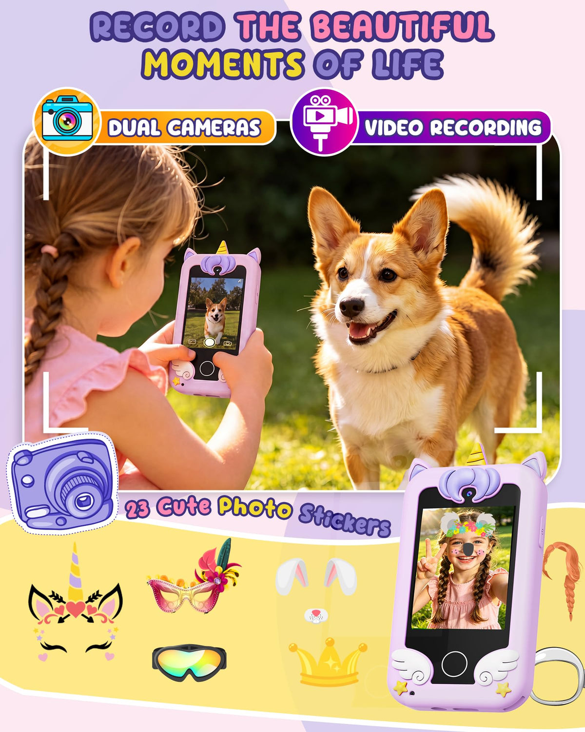 UCIDCI Kids Smart Phone Toys for Girls Ages 3-7 with Dual Camera - Kids Phone with Learning Games, Travel Toys with MP3 Music Player for Christmas, Birthday Gifts for 3 4 5 6 7 Year Old Boys 🍁 All In One Marketplace Canada
