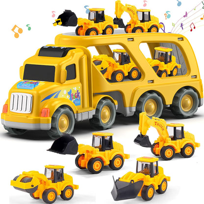 Veslier Construction Truck Toys for Boys Girls Age 3 4 5 6 Years Old，Carrier Transport Trucks for Kids 3+ Year Old，Christmas Birthday Gift Toddler Toys 🍁 All In One Marketplace Canada
