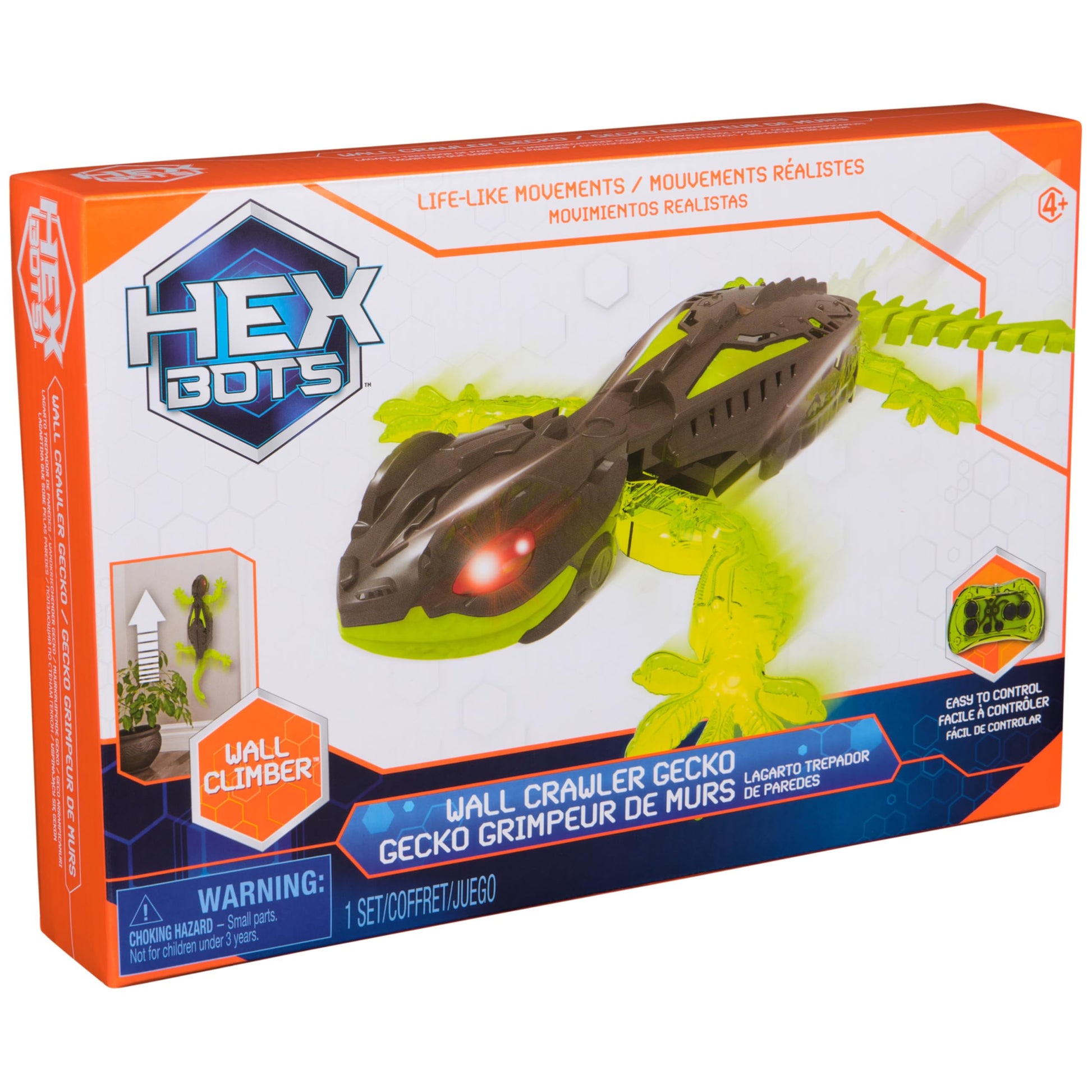 HEX Bots Wall Crawler Gecko with Official Wall Climber Technology, Rechargeable Remote Control Robot Kids Toys, Prank Toys for Boys & Girls Ages 4 & Up