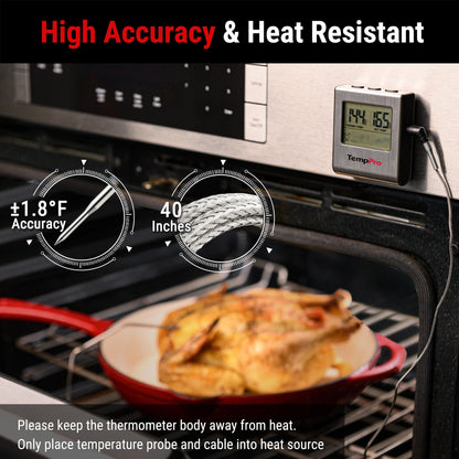 ThermoPro TP-16 Meat Thermometer with Stainless Steel Probe for Indoor Outdoor Use, Digital Cooking Thermometer for Grill, Barbecue, Oven, Smoker, Candy - Available at All In One Marketplace Canada