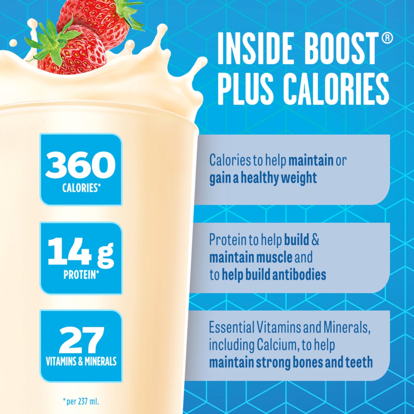 BOOST PLUS Complete Nutrition Drink, Strawberry, 6x237ml Bottles, Case Pack of 4, Packaging May Vary Boost