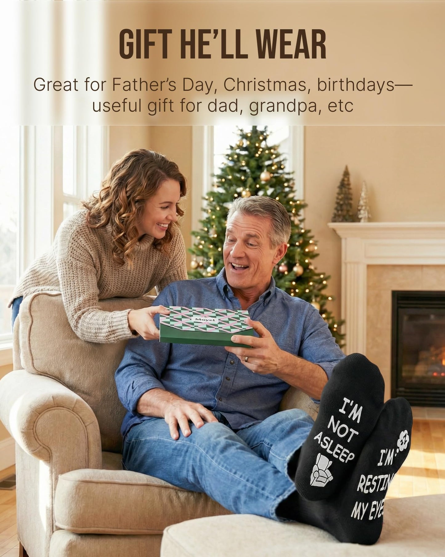 Moyel Funny Socks for Men Funky Novelty Fun Gifts for Men Dad Gifts from Daughter Grandpa Gifts Christmas Fathers Day Birthday Gifts for Him Dad Grandpa Husband Boyfriend - Available at All In One Marketplace Canada