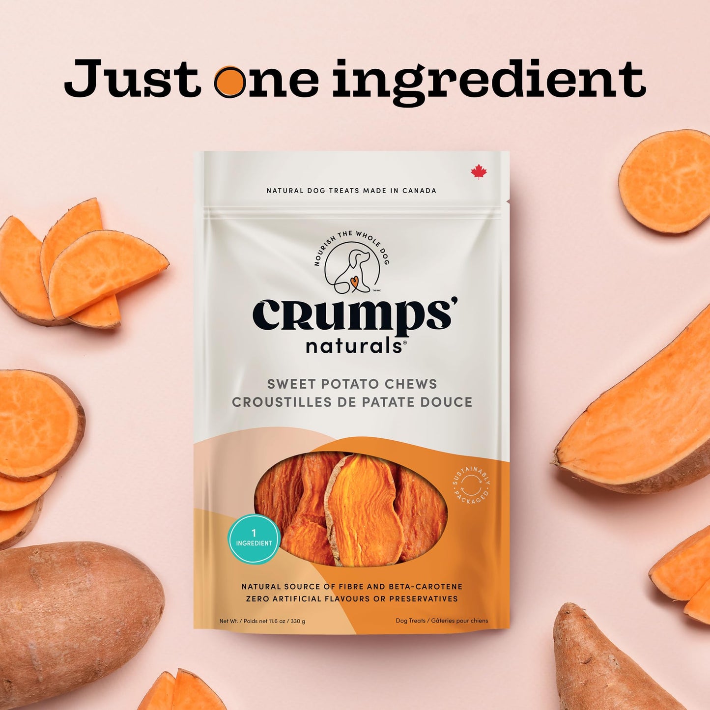 Crumps' Naturals Sweet Potato Chews, PRODUCT MAY VARY 612g/21.6oz