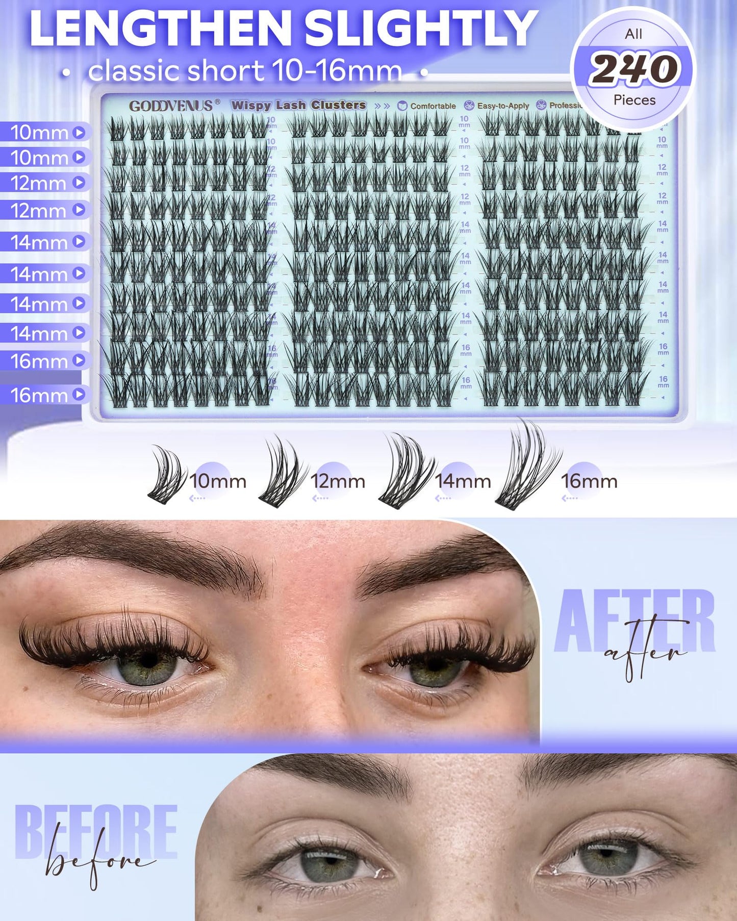 Wispy Lash Clusters Kit Eyelash Clusters Natural Cluster Lashes Extension Kit Eyelash Extension10-16mm CC Curve For DIY