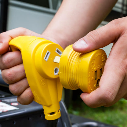 Camco PowerGrip 30AM/15AF Camper/RV Electrical Adapter Features 30-Amp Male & 15-Amp Female Connections - Designed w/Non-Slip Grooves & Contoured Ends for Easy Removal - Rated for 125V/1875W (55233) 🍁 All In One Marketplace Canada