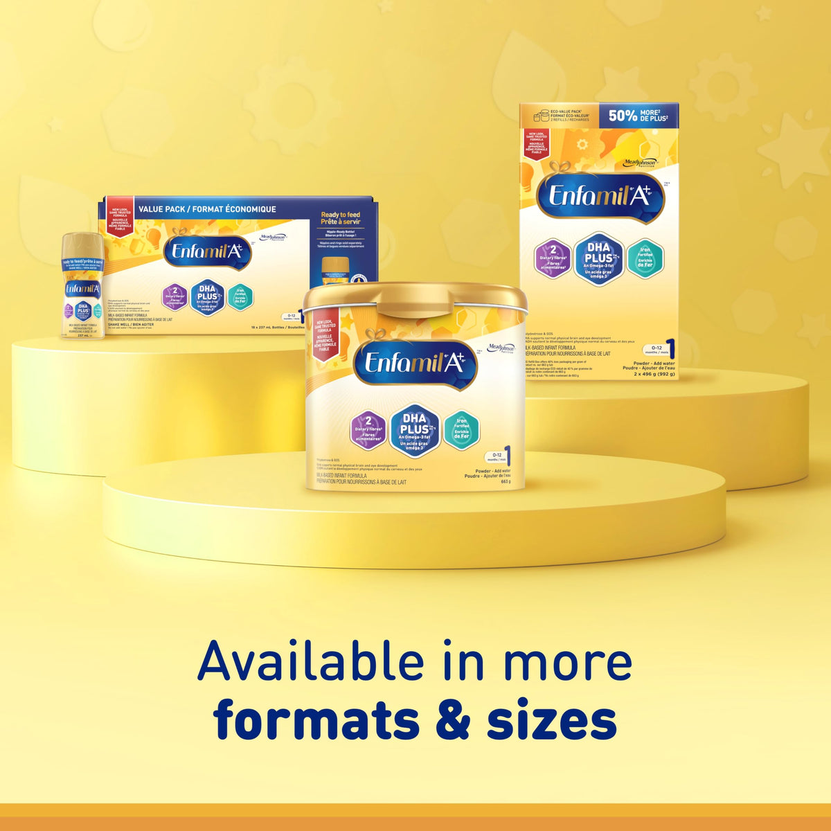 Enfamil A+, Baby Formula, Ready to Feed Bottles, DHA (a type of Omega-3 fat) to help support brain development, Age 0-12 months, 237ml x 18 count (Packaging May Vary)
