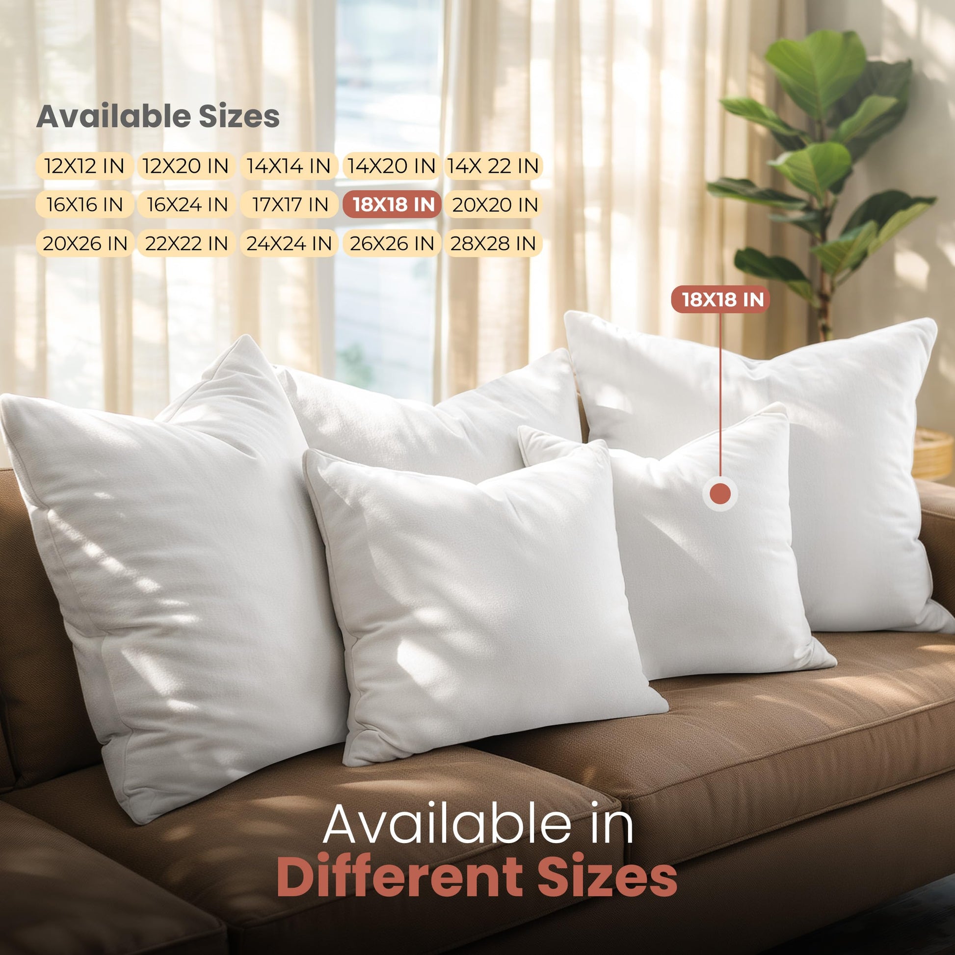 Utopia Bedding Throw Pillows Insert (Pack of 2, White) - 18 x 18 Inches Bed and Couch Pillows - Indoor Decorative Pillow