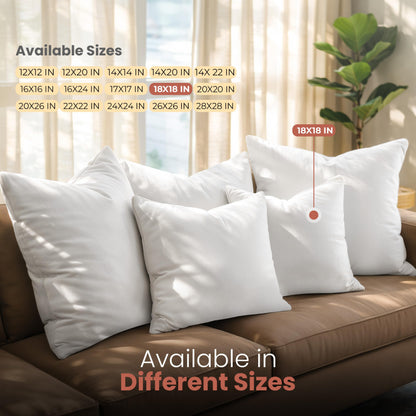 Utopia Bedding Throw Pillows Insert (Pack of 2, White) - 18 x 18 Inches Bed and Couch Pillows - Indoor Decorative Pillow