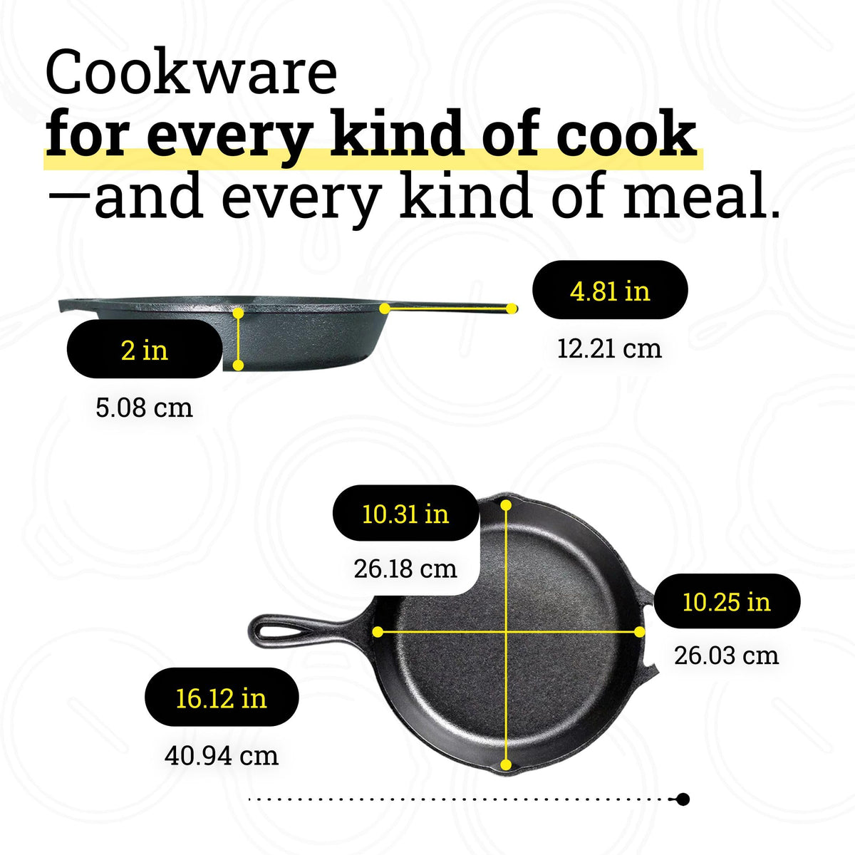 Lodge Cast Iron Skillet, Pre-Seasoned and Ready for Stove Top or Oven Use, 10.25", Black