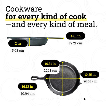 Lodge Cast Iron Skillet, Pre-Seasoned and Ready for Stove Top or Oven Use, 10.25", Black