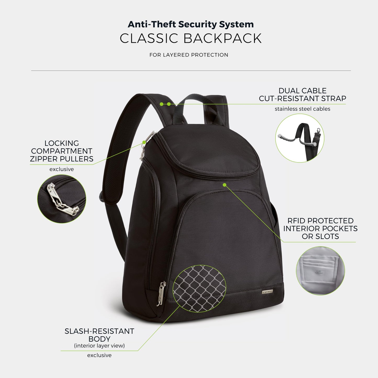 Travelon Backpack,Black,One Size Travelon