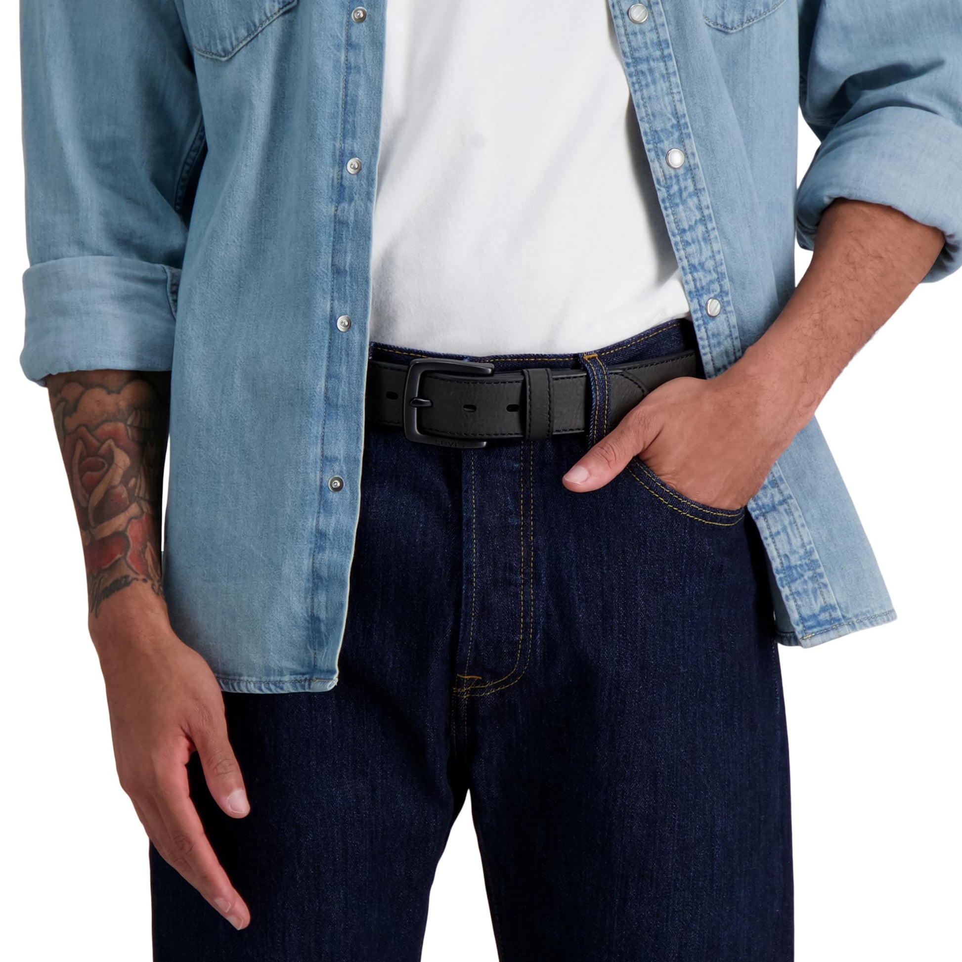 Levi's Casual Belt-Dress for Men Jeans with Thick Strap and Buckle, Matte black, Extra-Large (42-44) Levi's